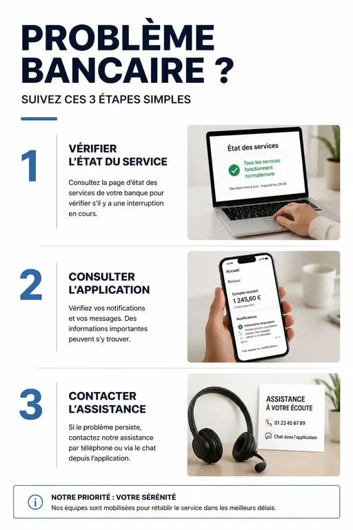 Infographie des étapes pour résoudre un problème BNP Paribas aujourd'hui