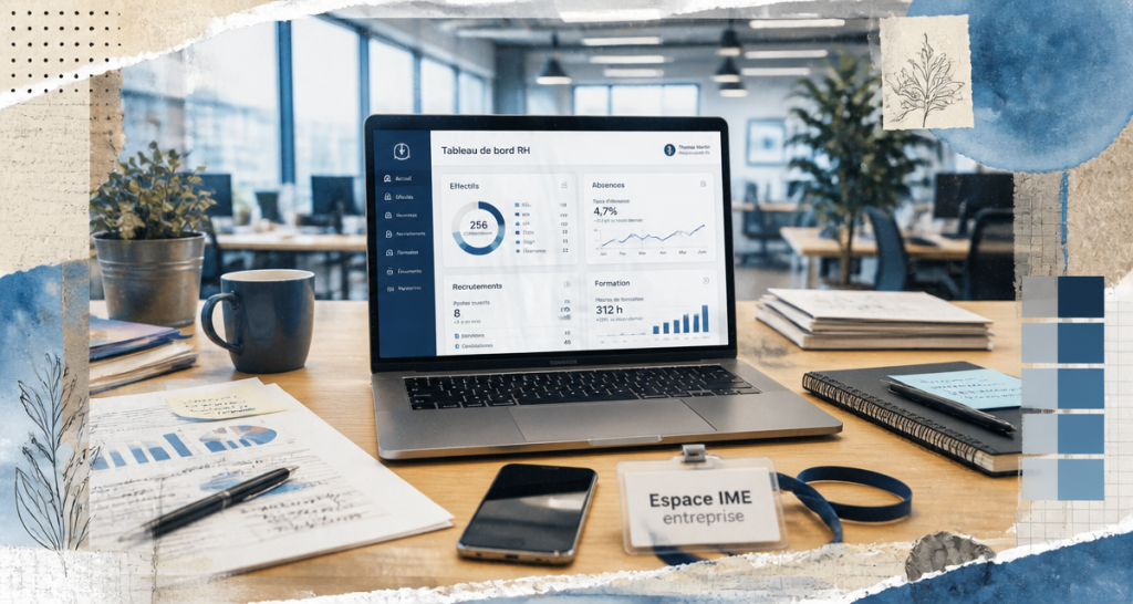 Tableau de bord RH ime entreprise sur ordinateur
