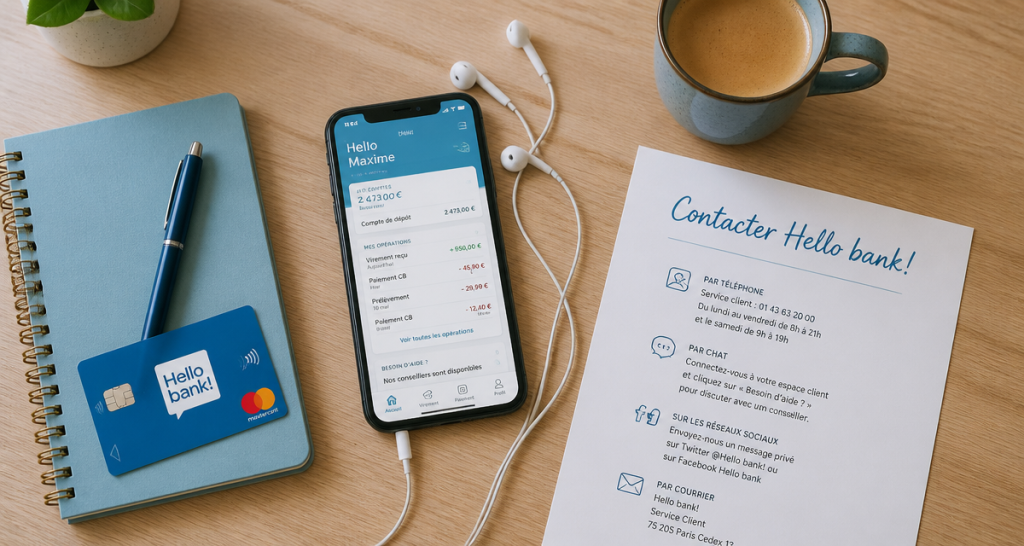 numéro de téléphone hello bank sur smartphone et bureau