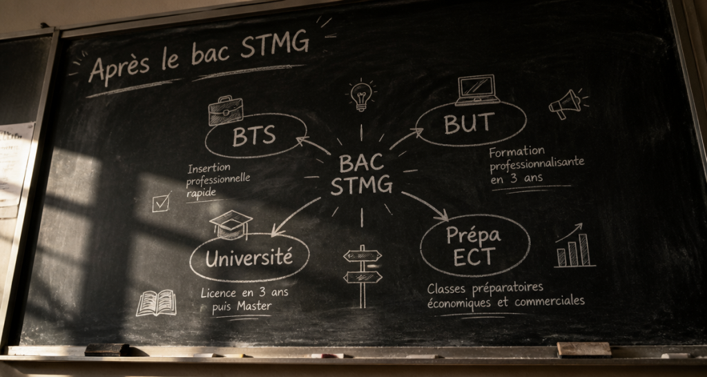 stmg débouché schéma tableau noir