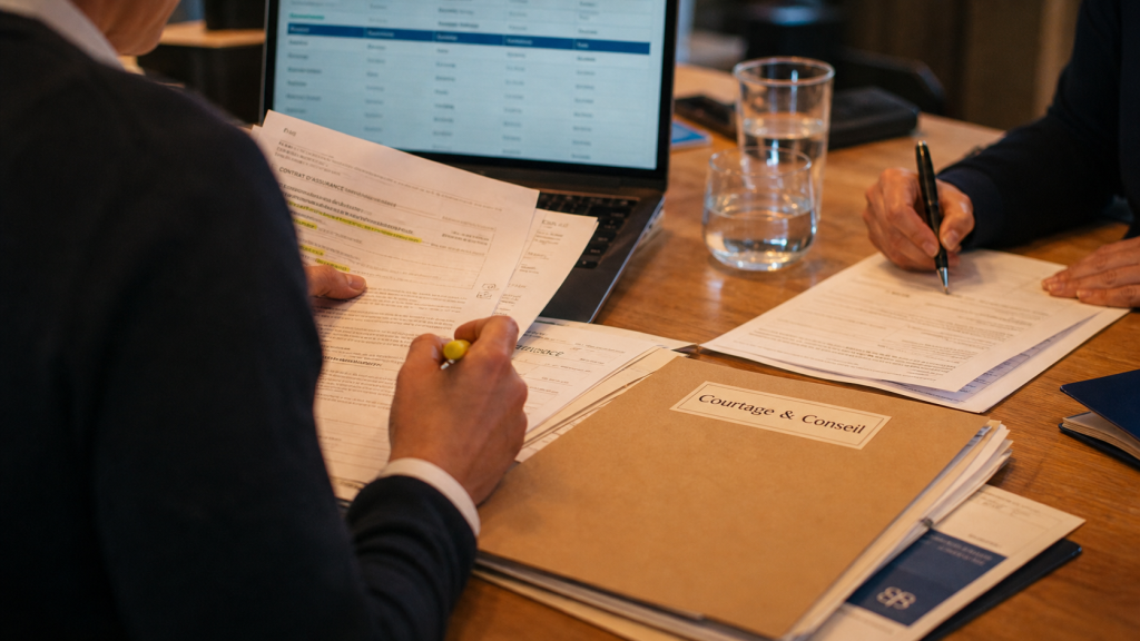 Courtage définition : courtier aide client à signer un contrat d’assurance et crédits
