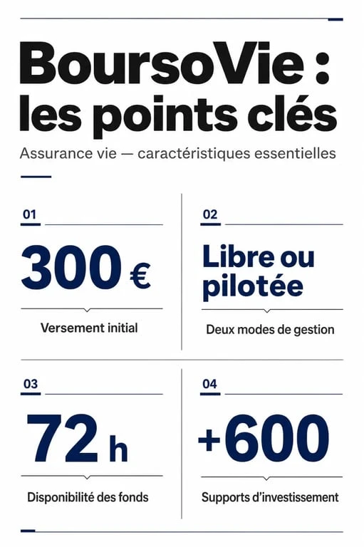 Caractéristiques clés de l'assurance vie BoursoVie et offre de 300 euros