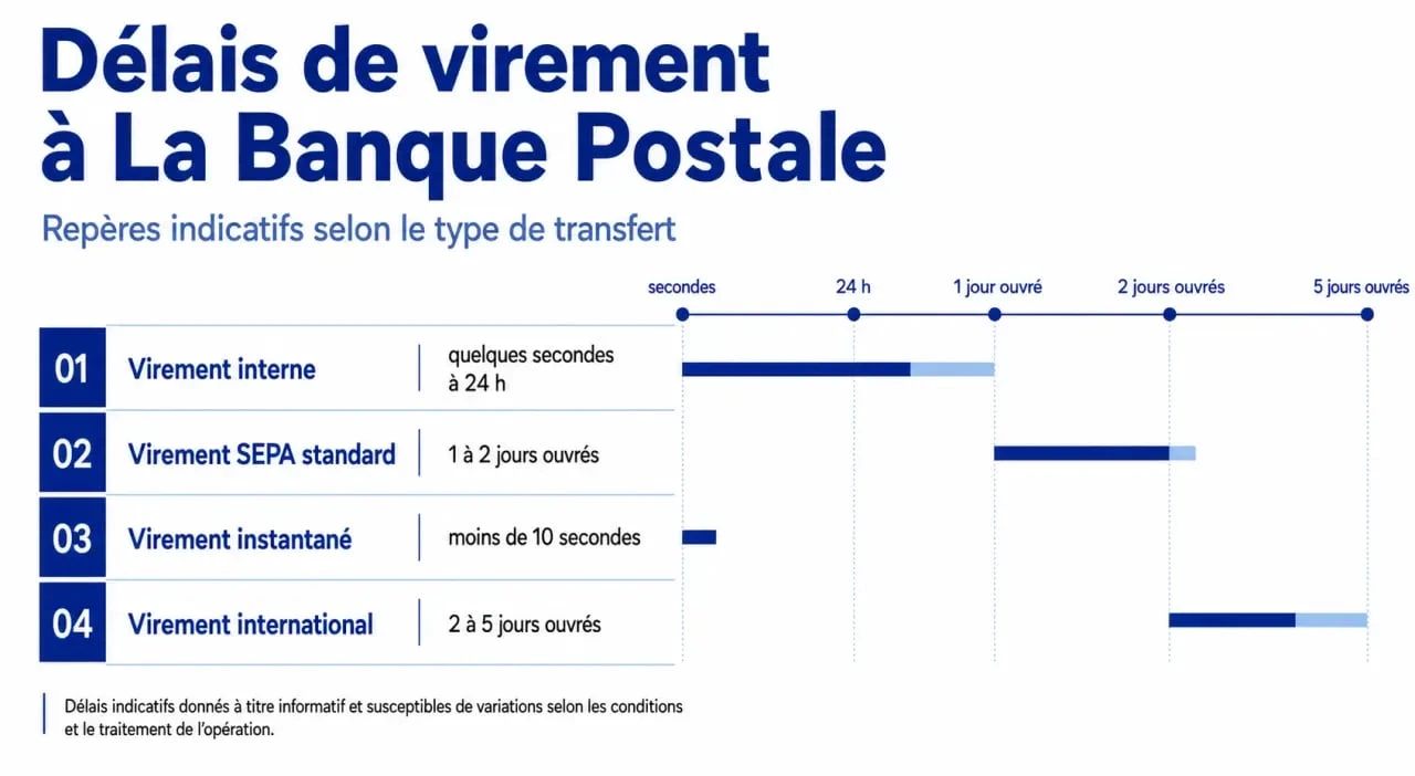 Délais de virement la banque postale délai illustrés par type de virement
