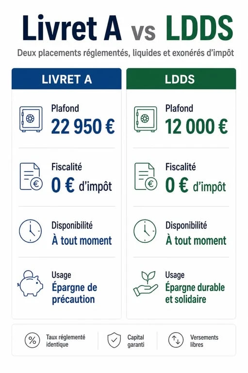 Comparatif livret a ou ldds : plafonds, taux, fiscalité et usages