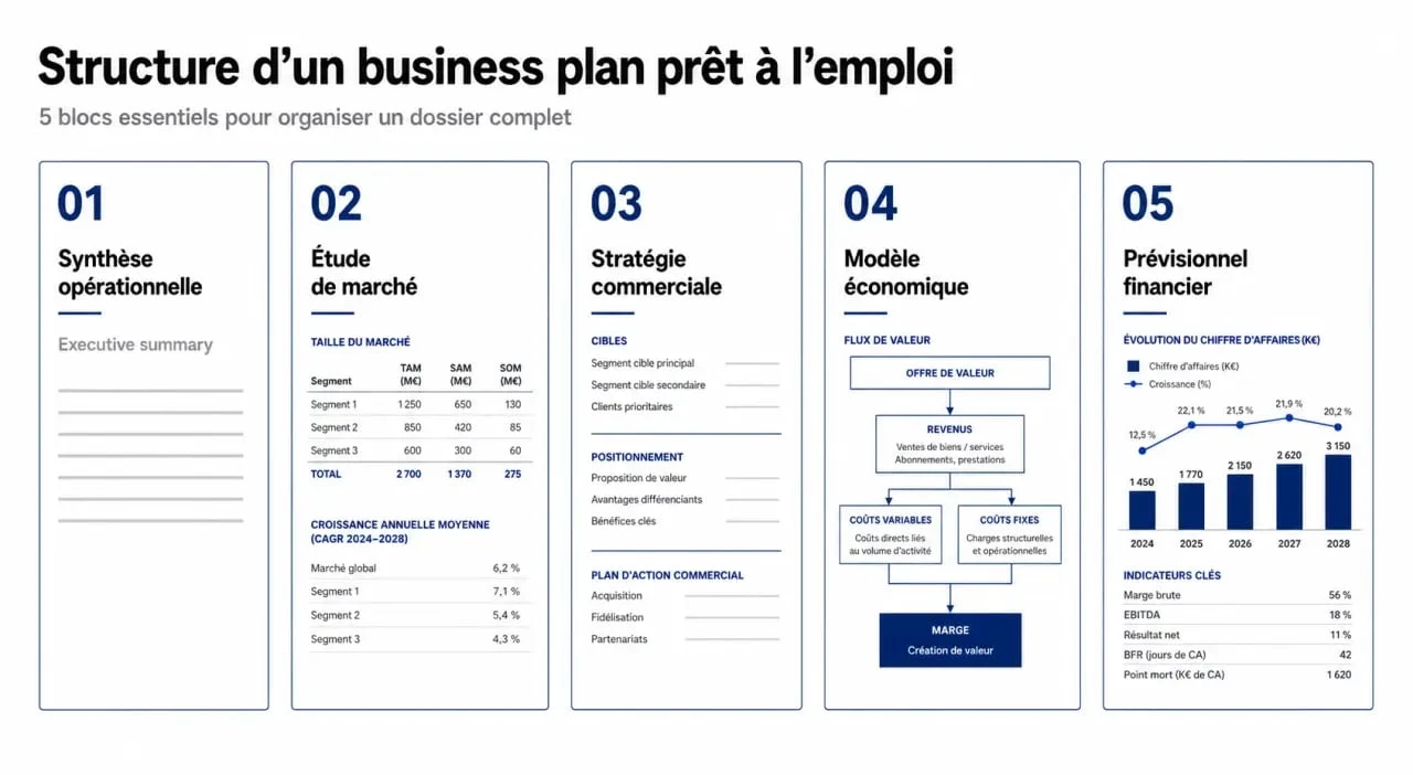 150 modèles de business plan à télécharger : structure essentielle d’un business plan en visuel éditorial