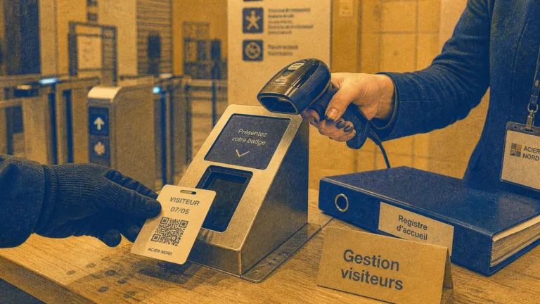 Gestion des visiteurs en entreprise : badge temporaire scanné pour contrôle d’accès connecté