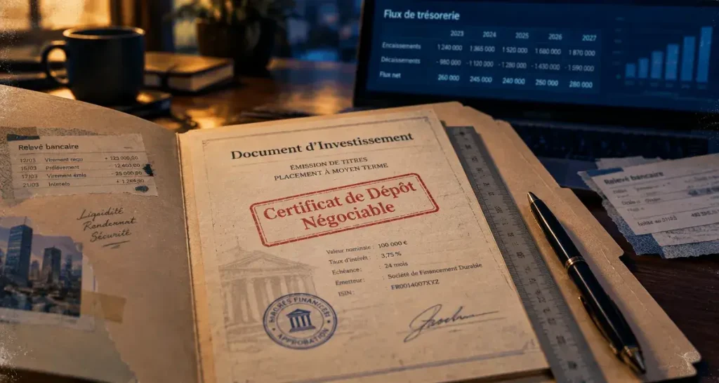 Certificate of deposit france (CDN) : document d’investissement sur bureau