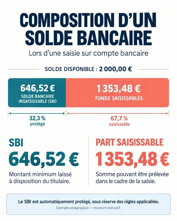 Schéma explicatif du Solde Bancaire Insaisissable et des fonds protégés lors d'une saisie sur compte