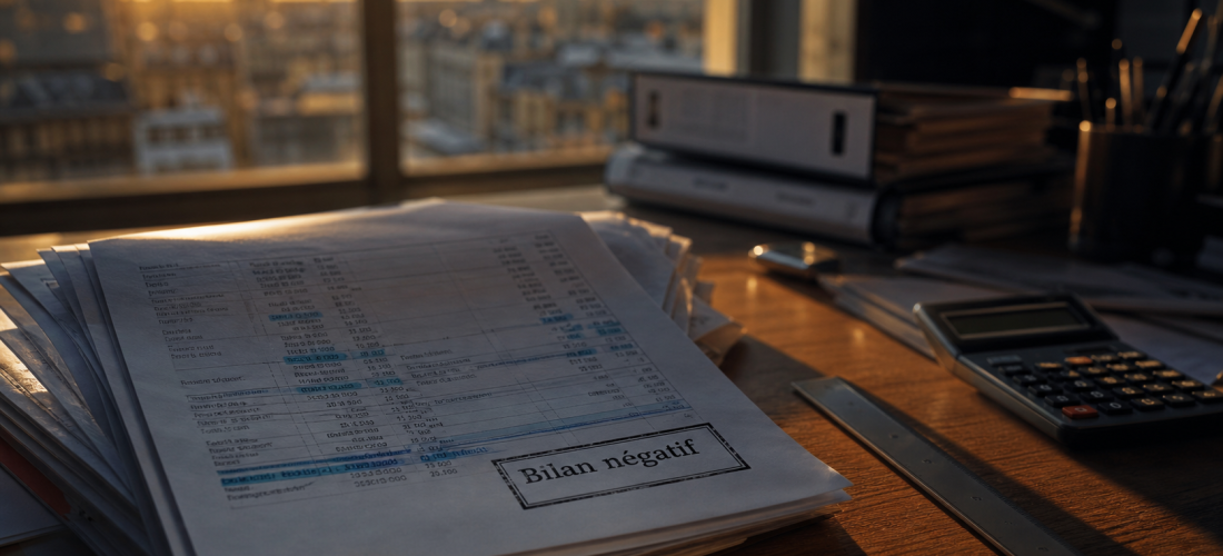 Bilan financier négatif : documents comptables et redressement pour banquiers