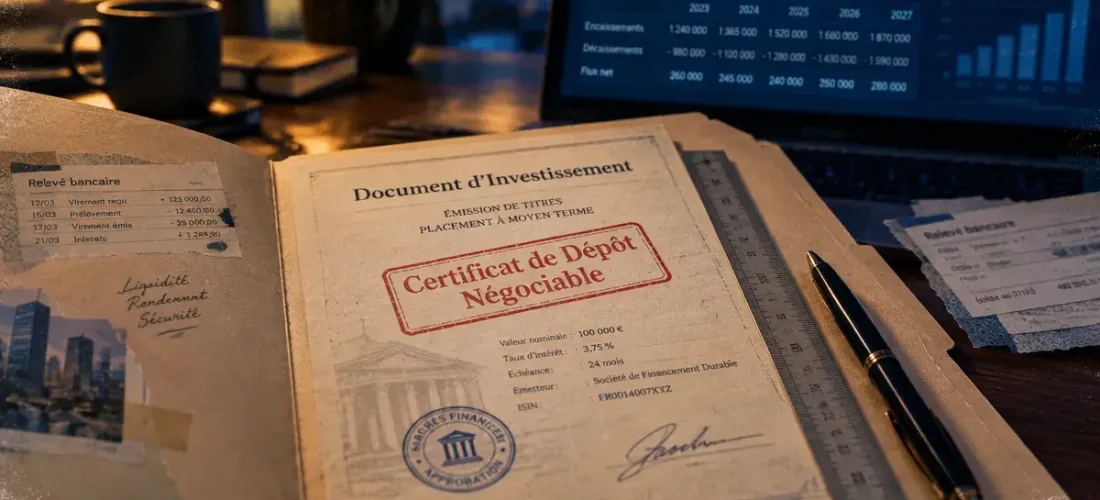Certificate of deposit france (CDN) : document d’investissement sur bureau