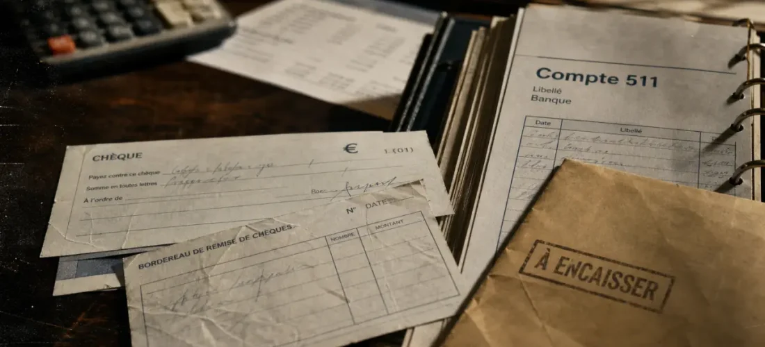 Compte 511 : chèques et effets à encaisser, bordereau sur bureau comptable