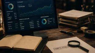 Compte-titres : avantage et inconvénients, vue portefeuille et écran avec mot « Compte-titres »