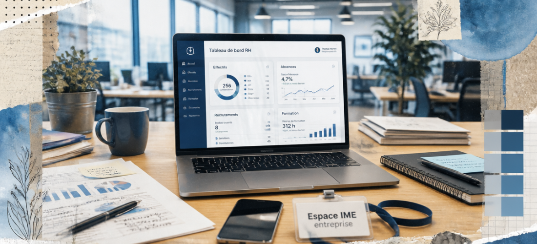 Tableau de bord RH ime entreprise sur ordinateur