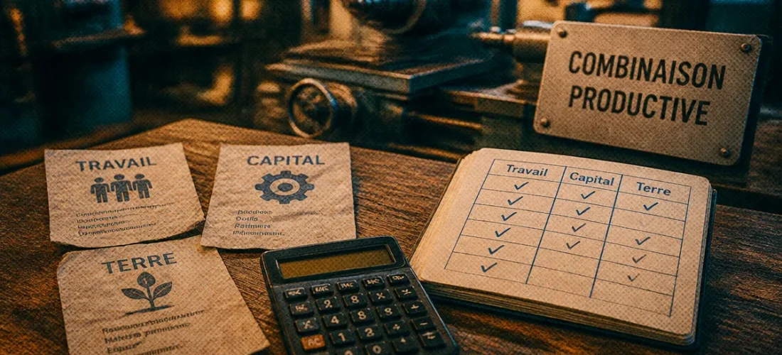 Facteurs de production exemple en entreprise : travail, capital, terre