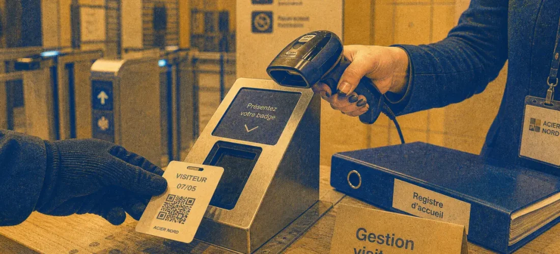 Gestion des visiteurs en entreprise : badge temporaire scanné pour contrôle d’accès connecté