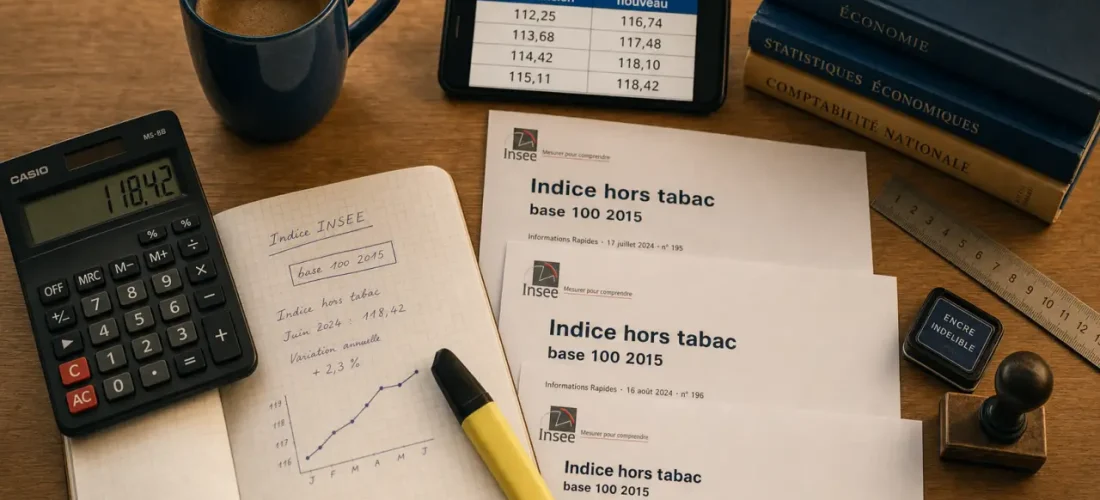 Indice prix consommation hors tabac, base 2015, calcul d’indexation
