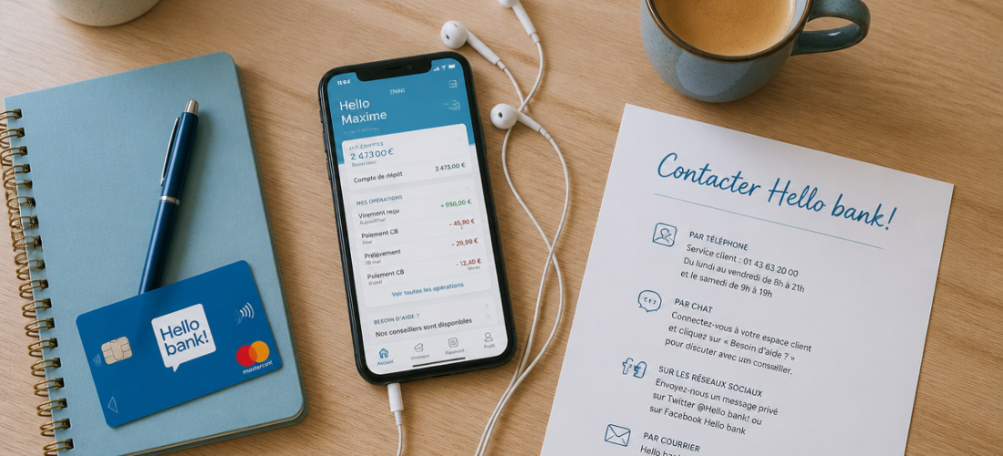 numéro de téléphone hello bank sur smartphone et bureau