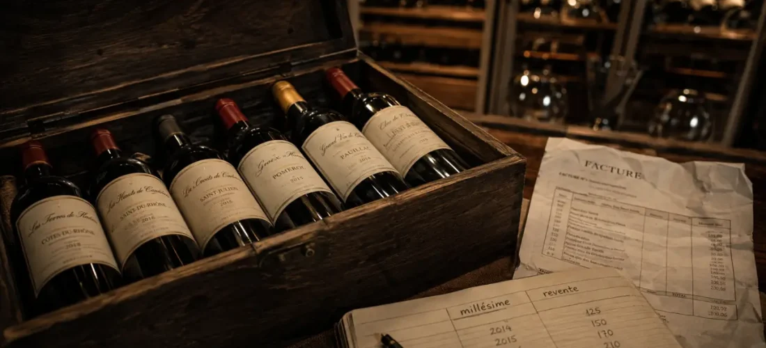 Vin placement financier : rareté, cave et revente, bouteilles et note de revente